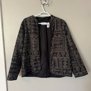 Size 12P (Medium) Black Patterned Women's Jacket